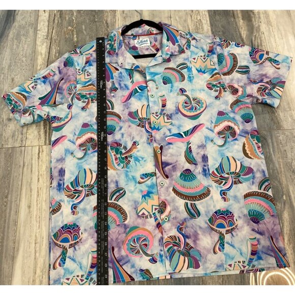 Fresh Print of Bel Air, Psychedelic Mushroom Button Shirt, Size XL - Picture 13 of 13